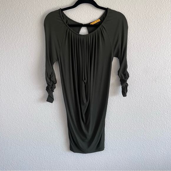 Alice + Olivia Olive Green Keyhole Mini Dress - Picture 1 of 15